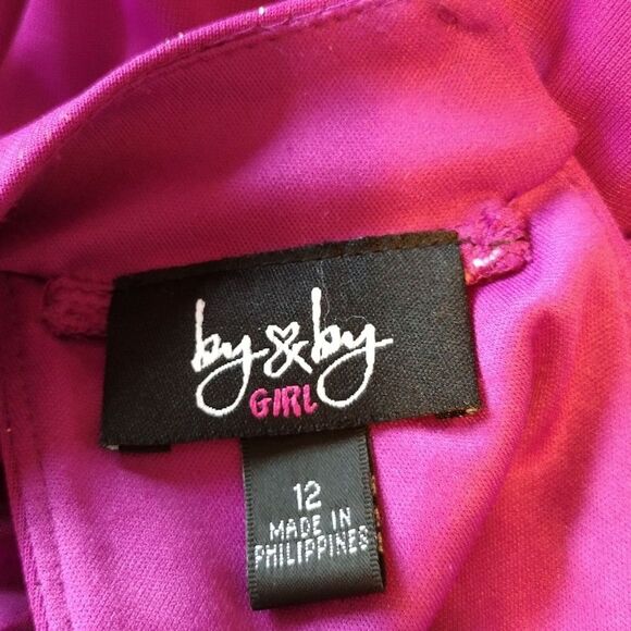 Purple Party sparkly glitter dress rosette Girl's 12 swoop back hemline - Picture 8 of 8